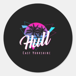 Hull east yorkshire 80s retro vaporwave funny classic round sticker