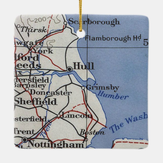 Hull England Vintage Map Ceramic Ornament (Back)