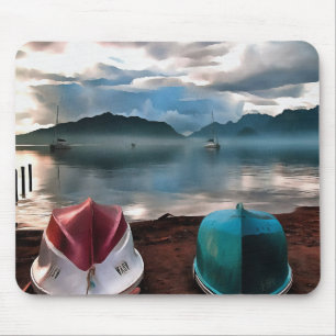 Hulls of Boats And Marmaris Winter Seascape Mouse Pad