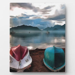 Hulls of Boats And Marmaris Winter Seascape Plaque