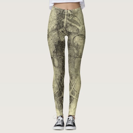 Human Anatomy, Female Torso by Leonardo da Vinci Leggings