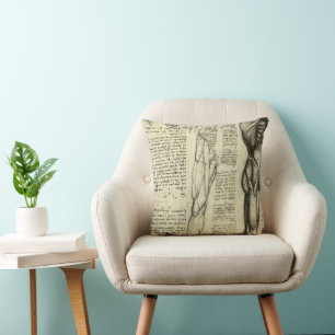 Human Anatomy Male Muscles by Leonardo da Vinci Throw Pillow