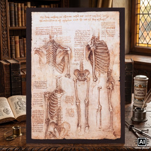 Human Anatomy Skeletons by Leonardo da Vinci Poster