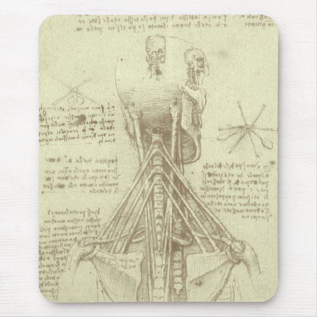 Human Anatomy Spinal Column by Leonardo da Vinci Mouse Pad (Front)