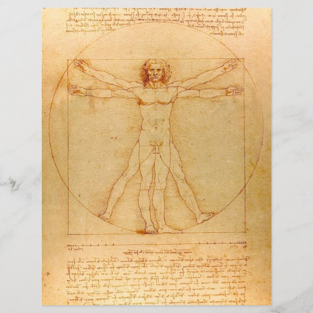 Human Anatomy, Vitruvian Man by Leonardo da Vinci Flyer (Front)