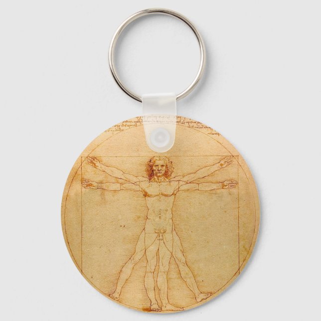 Human Anatomy, Vitruvian Man by Leonardo da Vinci Keychain (Front)