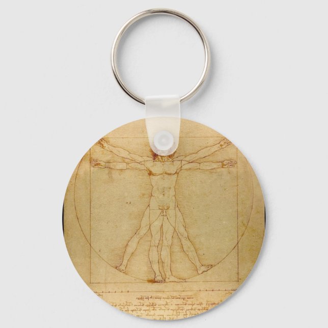 Human Anatomy, Vitruvian Man by Leonardo da Vinci Keychain (Front)