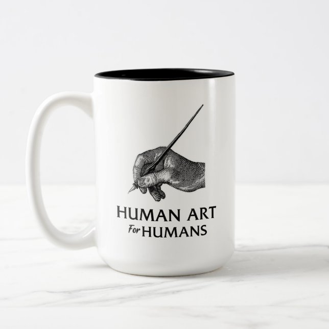 Human Art For Humans Two-Tone Coffee Mug (Left)