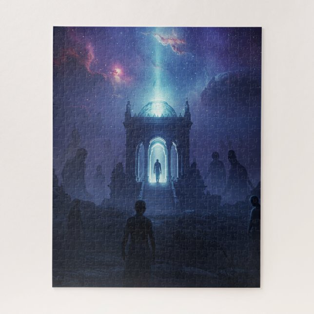 Human Beamed onto Ancient Alien World Jigsaw Puzzle (Vertical)