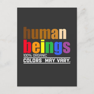 Human Being 100% Organic Colours May Vary LGBT Holiday Postcard