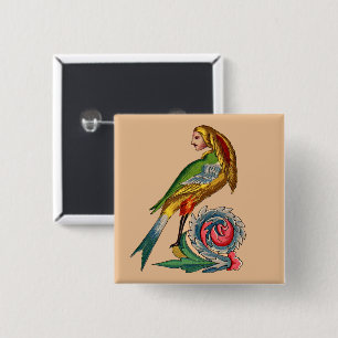 human bird 2 inch square button
