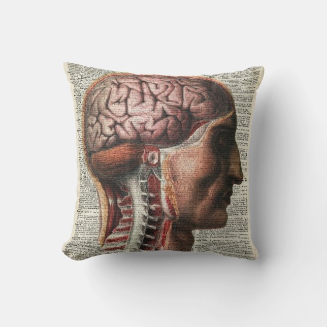 Human Brain Anatomy Throw Pillow (Front)