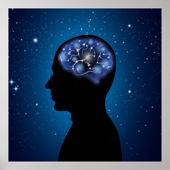 Human Brain Cool Illustration Poster (Front)