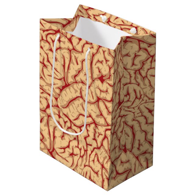 Human Brain | Creepy Brains Galore Funny Halloween Medium Gift Bag (Front Angled)