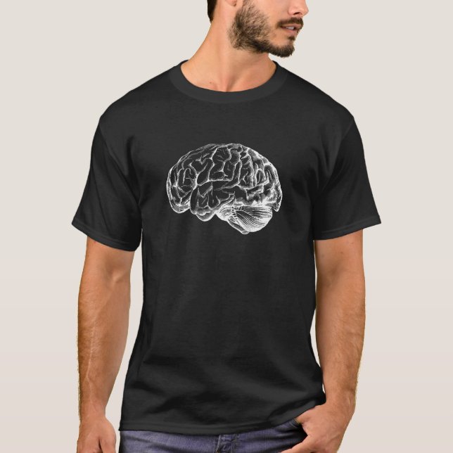 Human Brain Hand Drawn Cerebral Cortex Brainpower  T-Shirt (Front)
