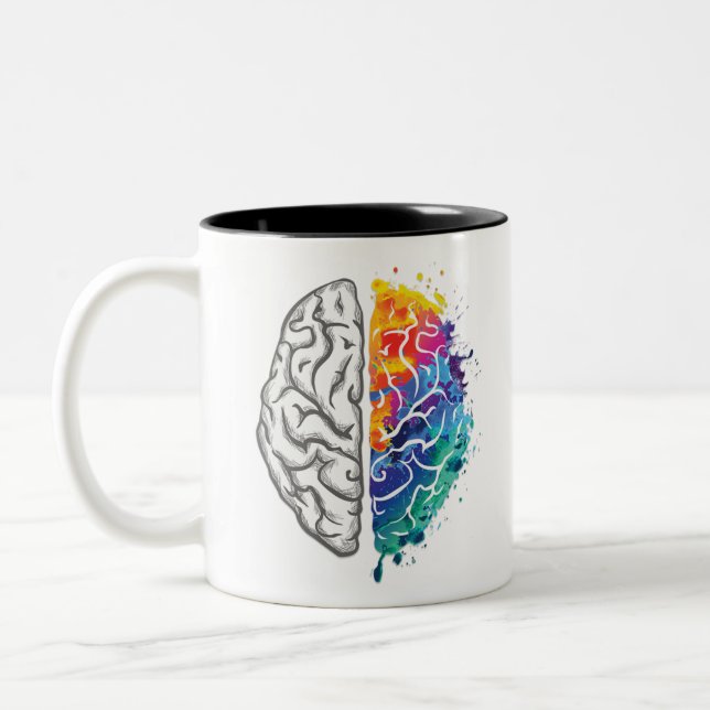 human brain illustration Two-Tone coffee mug (Left)