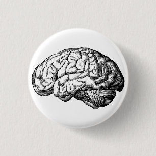 Human Brain Spooky button pin