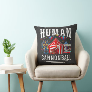 Human Cannonball Circus Carnival Throw Pillow