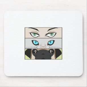Human, Cat and Dog looking at you Mouse Pad