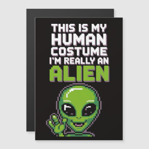 Human Costume Alien Halloween Magnet
