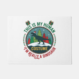 Human Costume Dinosaur Christmas Santa Hat Pine Tr Doormat