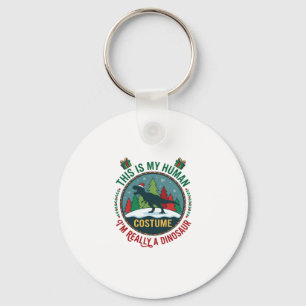 Human Costume Dinosaur Christmas Santa Hat Pine Tr Keychain