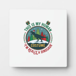 Human Costume Dinosaur Christmas Santa Hat Pine Tr Plaque