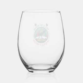 Human Costume Dinosaur Christmas Santa Hat Pine Tr Stemless Wine Glass