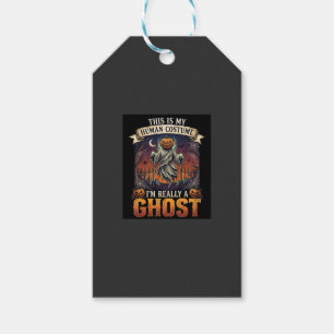 Human Costume Ghost Pumpkin Head Graveyard Spider Gift Tags