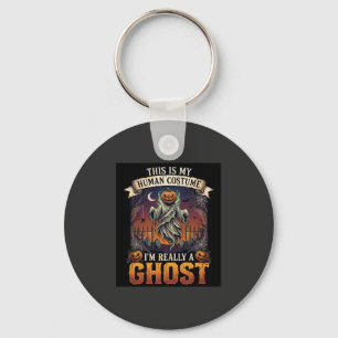 Human Costume Ghost Pumpkin Head Graveyard Spider Keychain