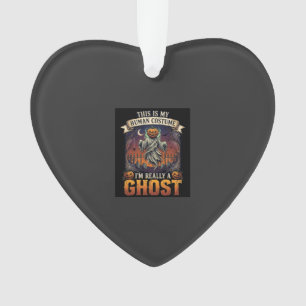 Human Costume Ghost Pumpkin Head Graveyard Spider Ornament