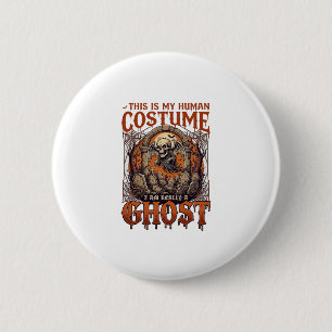 Human Costume Ghost Skeleton Graveyard Moon Hallow 2 Inch Round Button