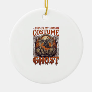 Human Costume Ghost Skeleton Graveyard Moon Hallow Ceramic Ornament