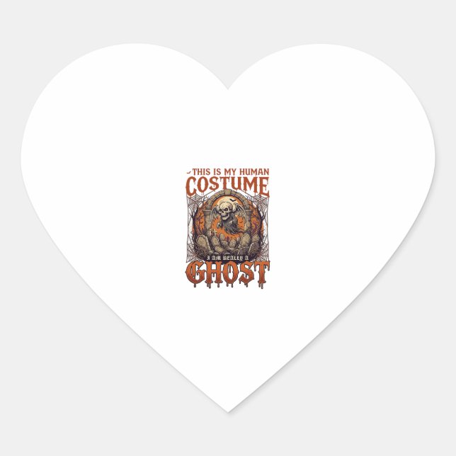 Human Costume Ghost Skeleton Graveyard Moon Hallow Heart Sticker (Front)