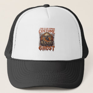 Human Costume Ghost Skeleton Graveyard Moon Hallow Trucker Hat