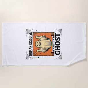 Human Costume Ghost Vintage Halloween Humor_1 Beach Towel