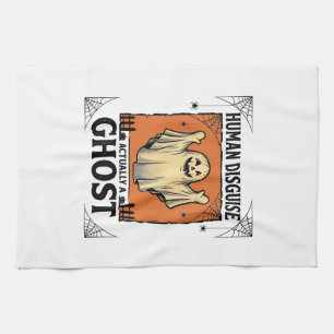 Human Costume Ghost Vintage Halloween Humor_1 Kitchen Towel