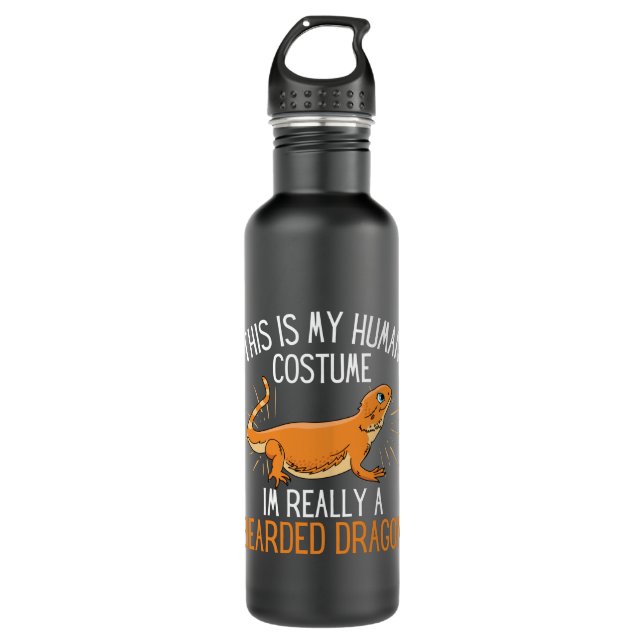 Human Costume Im Really A Bearded Dragon Costume 710 Ml Water Bottle (Front)