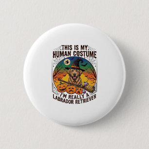 Human Costume Labrador Retriever Halloween Witch H 2 Inch Round Button