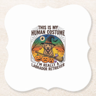 Human Costume Labrador Retriever Halloween Witch H Paper Coaster