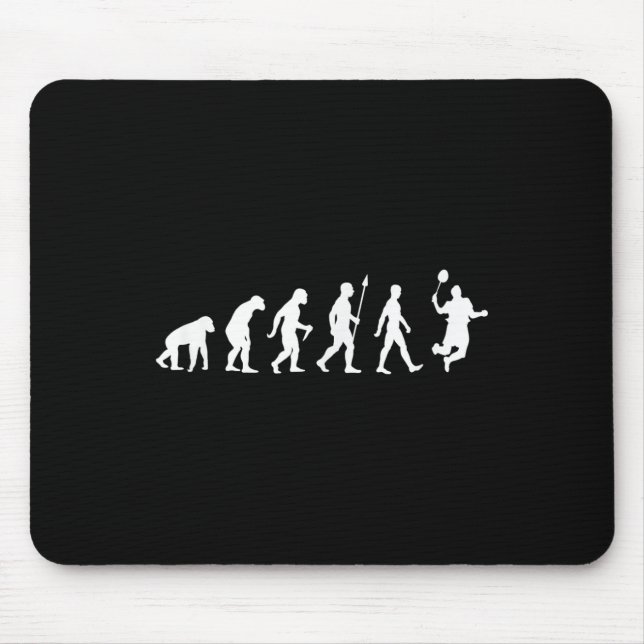Human Evolution , Badminton Player Version  Mouse Pad (Front)