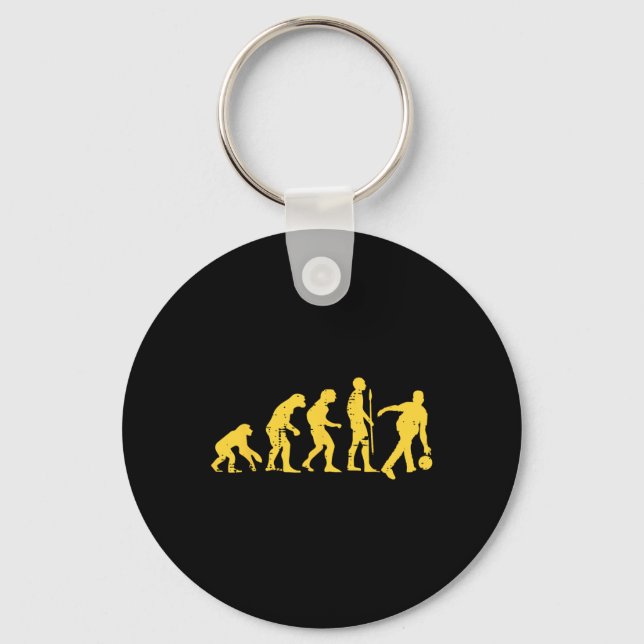 Human Evolution Bowling Funny Bowler Men Women Kid Keychain (Front)