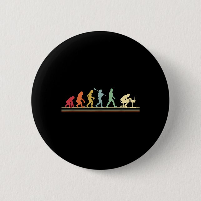 Human Evolution Into A Computer Geek Funny Graphic 2 Inch Round Button (Front)