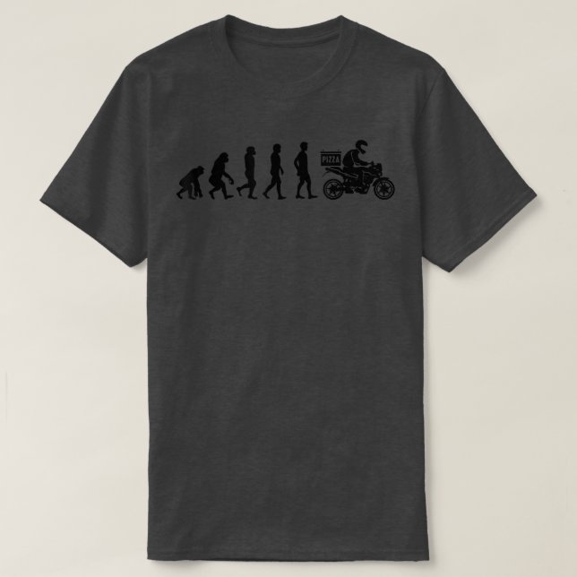 Human Evolution Pizza Delivery Guy Eating Pizza It T-Shirt (Design Front)