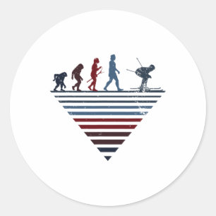 Human Evolution - Player Vintage Skiing Classic Round Sticker