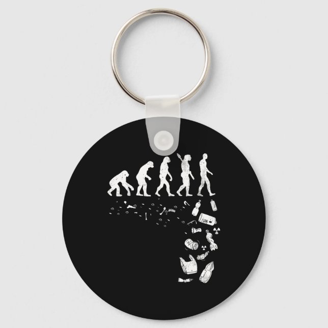 Human Evolution Pollution Cool Earth Day Lover Gif Keychain (Front)