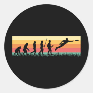 Human Evolution Ultimate Disc Golf Sport Vintage F Classic Round Sticker