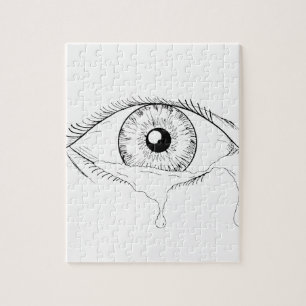 Human Eye Crying Tears Flowing Drawing Jigsaw Puzzle
