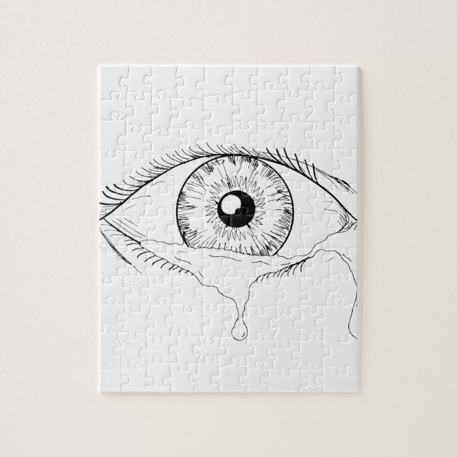 Human Eye Crying Tears Flowing Drawing Jigsaw Puzzle (Vertical)
