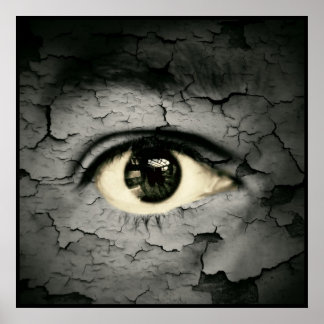 Human eye serrounded by Peeling skin Poster